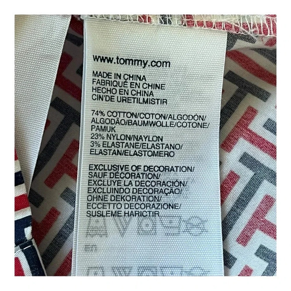 Tommy Hilfiger Y2K Red Blue TH‎ Logo Print Button Down Shirt Women Size Medium - Picture 9 of 10